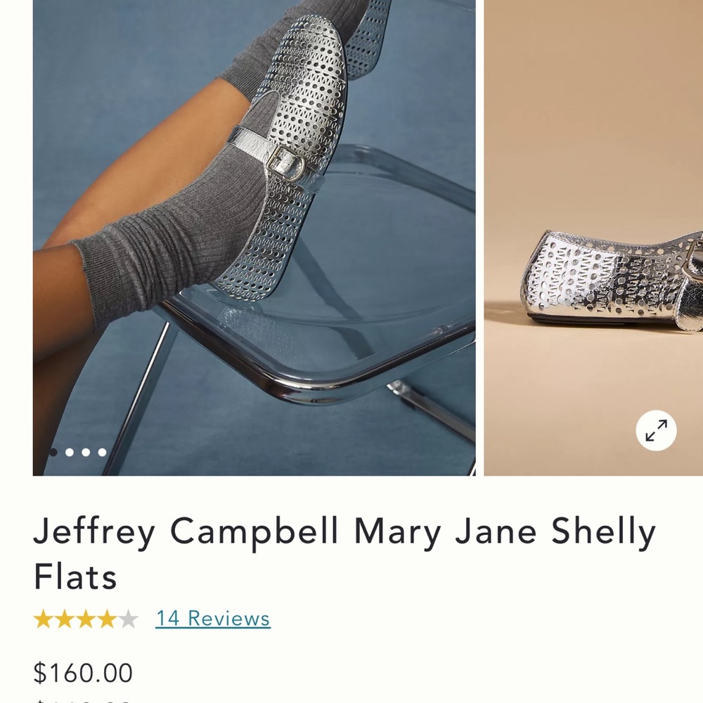 Jefferey Campbell Mary Jane Shelly flat in a beautiful Silver